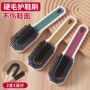 Brosse à chaussures avec poils en nylon, manche en plastique, pour nettoyer les chaussures et les vêtements, outil multifonctionnel - Product Image 4