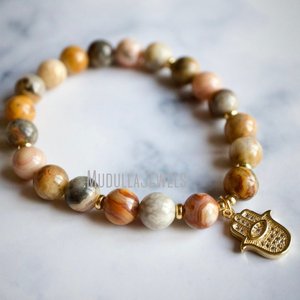 WMB44243 agata polso <span class=keywords><strong>Mala</strong></span> perline Crazy Lace Agate bracciale a forma di mano gioielli Yoga gioielli spirituali braccialetto Boho - Product Image 2