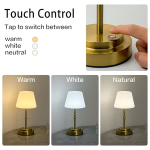 Lampe tactile minimaliste moderne, abat-jour en métal et tissu, plusieurs hauteurs, ensemble de lampes multiples, télécommande, rechargeable par USB - Product Image 2