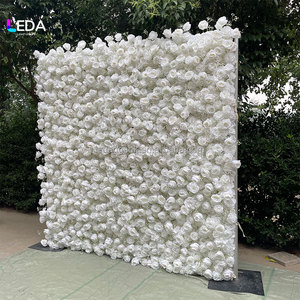 LEDA Customized White Rose Baby's Breath 3D <b>Flower</b> <b>Wall</b> Handmade Silk Artificial Wedding Backdrop Soft Effect - Product Image 3