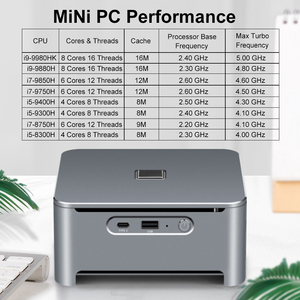 Juego de computadora de escritorio 9Th Gen Intel Core I9 I7 8750H I5 4K Windows 10 2 * Ddr4 NVME M.2 Dp tipo <span class=keywords><strong>C</strong></span> jugador Mini Pc - Product Image 2