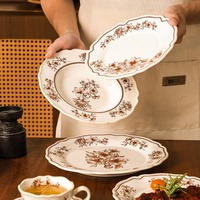 Vaisselle en céramique classique pour les restaurants et les hôtels, bols, assiettes et plats en céramique rétro