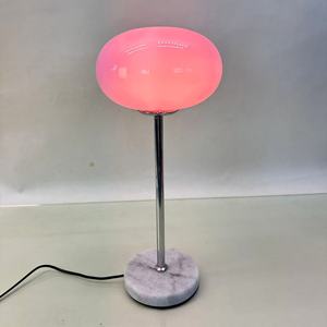Modern Lighting Pink Globe Table <strong>Lamps</strong> with Marble Base Metal <strong>Stem</strong> - Product Image 1