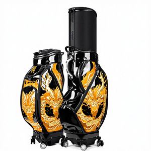 กระเป๋ากอล์ฟ PGM สำหรับผู้ชายผู้หญิงกระเป๋าเดินทางแบบแข็งแบบพับเก็บได้ลาย<span class=keywords><strong>ม้า</strong></span>ราศีลายปักสามมิติสี่ล้อ - Product Image 1