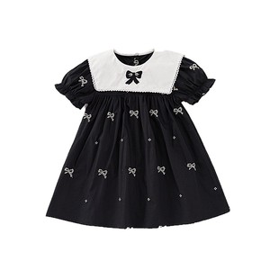 Nuovo <span class=keywords><strong>Vestito</strong></span> Estivo per Bambine, Gonna Principessa con Fiocco e Ricami, Abito a Maniche Corte per Bambine - Product Image 1