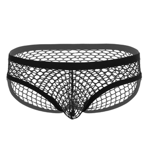 แฟชั่น Mens Transparent Low Rise Fishnet ถุงน่องกางเกงบิกินี่ Sheer ชุดชั้นในกางเกงสำหรับชาย