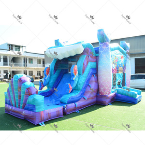 Château gonflable commercial en PVC 0,55 mm, combo gonflable sirène avec toboggan, château gonflable personnalisé pour location événementielle extérieure - Product Image 3