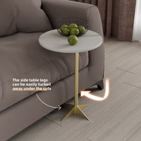 Table basse moderne et simple en ardoise avec base en métal, table de chevet en fer, table d'appoint pour la maison