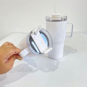Tazas de Viaje Aisladas de 20oz para Niños y Estudiantes, Blancas para Sublimación, con Asa Metálica, Disponibles en Almacén de EE. UU. - Product Image 2