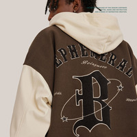Veste universitaire Letterman personnalisée pour hommes veste de baseball en PU avec broderie de serviette vêtements de rue veste universitaire en cuir pour hommes