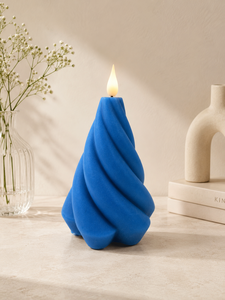 Spiral Blue Art Candle <b>Paraffin</b> Wax Flickering Flame Modern Home Decoration - Product Image 1