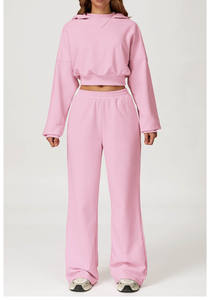 ชุดเสื้อผ้า50% มีฮู้ดผ้าฝ้าย<span class=keywords><strong>2</strong></span>ชิ้นสำหรับผู้หญิงชุดวอร์มชุดออกกำลังกายสำหรับยิมฟิตเนส - Product Image 2