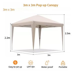 Tente d'exposition pliable à quatre coins de 3x3 mètres, fabriquée par OEM, pour l'extérieur, pare-soleil, loisirs en plein air, plage, pique-nique, salon professionnel - Product Image 5