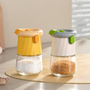Dual-purpose Kitchen Salt Shaker <b>Glass</b> Sealed Airtight With Flip Top Lid For Solid Seasonings Measuring <b>Container</b> - Product Image 1