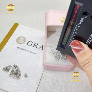 다이아몬드 테스터 통과 여성용 선물 우아한 스타일 925 순은 GRA 인증서 신부용 보석 모이사나이트 나비 여성 반지 - Product Image 2