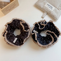 Chouchous en tissu surdimensionnés de style coréen, à dentelle florale, faits main, très élastiques, volumineux, doux, féminins, rétro, pour mariage et usage quotidien