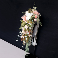 Meilleure vente transfrontalière : Bouquet de mariée réaliste en soie, style goutte d'eau, cascade allongée, noué à la main, pour mariages en extérieur et séances photo