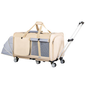 Étui de <span class=keywords><strong>transport</strong></span> pour animaux de compagnie de grande capacité pour chats chiens tige de traction Portable 4 roues détachable universel respirant <span class=keywords><strong>pliable</strong></span> petit - Product Image 5