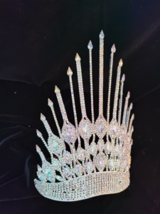 Rojo Azul Cristal Tiara Alto AB Rhinestone Pageant Corona - Product Image 2