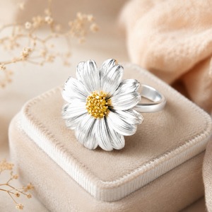Anello Vintage con Fiore a Margherita, Regalo Quotidiano per Donne, Ideale per Feste - Product Image 1
