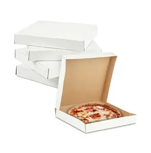 Kuoshi sekali pakai multifungsi putih tipis Paperboard kotak Pizza grosir kustom cetak Logo 12 inci kertas Kraft didaur ulang