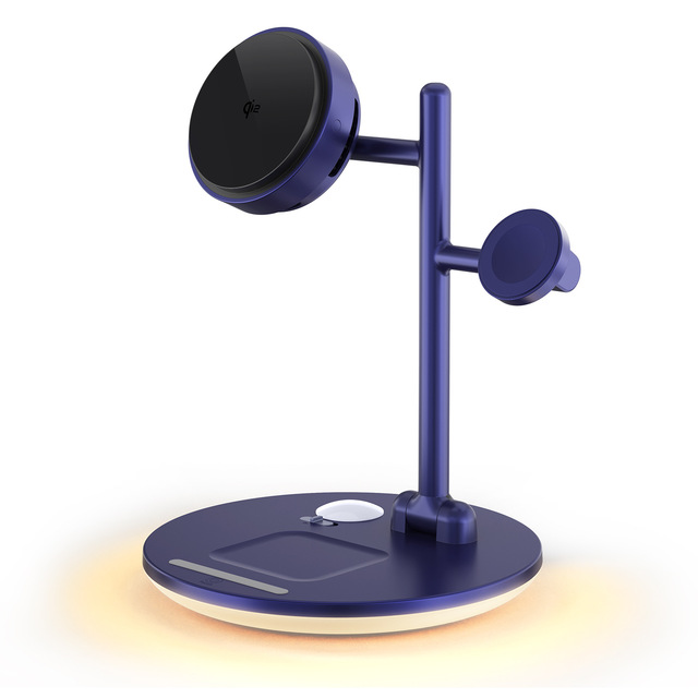 MC08 3-in-1 Magnetic Wireless Charger with Zinc Alloy Stand and Cooling for Phone Headphones & Watches 15W Output
