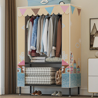 Moderne Simple placard Garde-Robe Pas Cher Chambre Porte Coulissante Tissu Armoire Garde-Robe Pliant