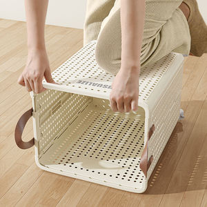 Household Plastic Large <strong>Collapsible</strong> <strong>Storage</strong> Basket Laundry Basket Clothes Toys and Miscellaneous <strong>Storage</strong> with Wheels - Product Image 5