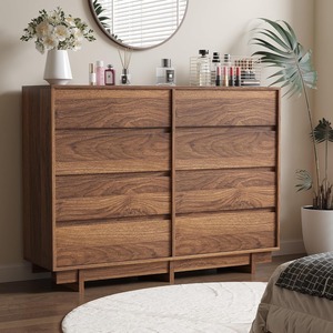 Комод в стиле середины века из орехового дерева с 6 ящиками, минималистичный, для хранения вещей в спальне - Product Image 1