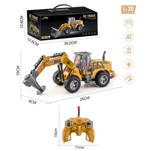 Elektronik oyuncaklar oyun hobi modeli ile ışık radyo kontrol 4 kepçe traktör rc iş makinesi ekskavatör oyuncak kamyon araba