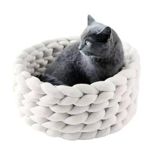 Cesta tejida a mano sin minutos, cama tejida trenzada para perros y gatos - Product Image 2