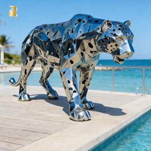 Scultura di <span class=keywords><strong>Leopardo</strong></span> a Grandezza Naturale in Acciaio Inossidabile RELONG, Design Astratto Cavo per Decorazione d'Arte Moderna - Product Image 1