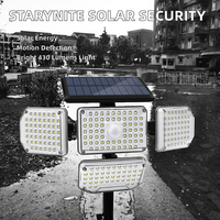 Lampu Tenaga Surya Luar Ruangan AHA 214 LED 30W 430 Lumens 4 Kepala Sensor Gerak Keamanan IP65 Bertenaga Baterai Sudut Sinar 360 Derajat Deteksi 7M