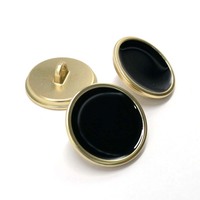 Kancing Logam Berbingkai Emas dengan Bagian Tengah Hitam, Kancing Tangkai Tinggi untuk Dijahit pada Blus, Mantel, Kancing Dekoratif Elegan untuk Fashion