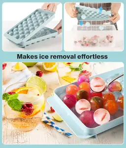 Kustom terbaru Mudah dilepas koktail bulat lingkaran kecil es batu baki es bola pembuat cetakan bola es dengan wadah
