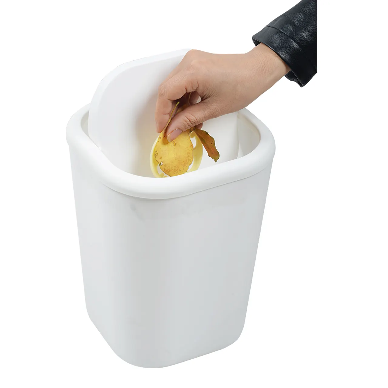 Lixo interno lixo branco amigável eco lixo plástico lata poeira bin com tampa