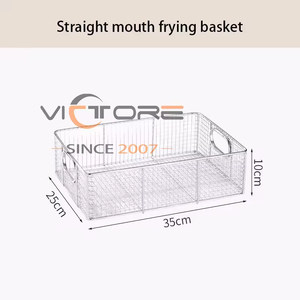 Présentoir rectangulaire en bois pour desserts, buffet traiteur, confiseries, avec panier à frites en acier inoxydable - Product Image 4