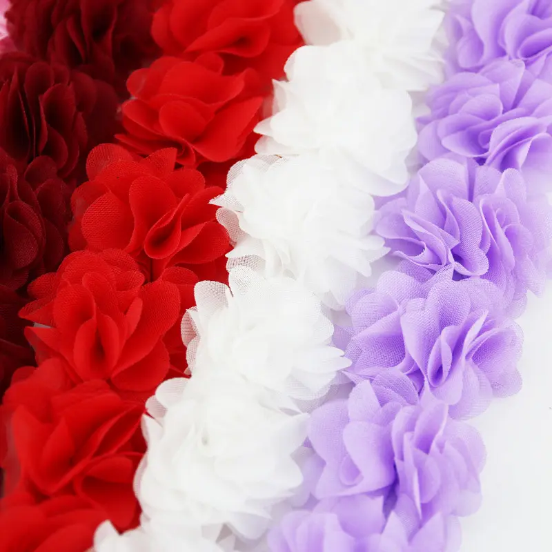 (1 Meter) kain renda sifon anyaman dekorasi bunga hadiah pita kerajinan kain Non-woven dasar grosir DIY