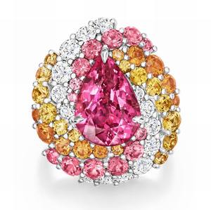高級ピンクサファイアウォータードロップカラフルなジルコニアジュエリーリングプロミス婚約結婚指輪付き925スターリングシルバーリング - Product Image 1