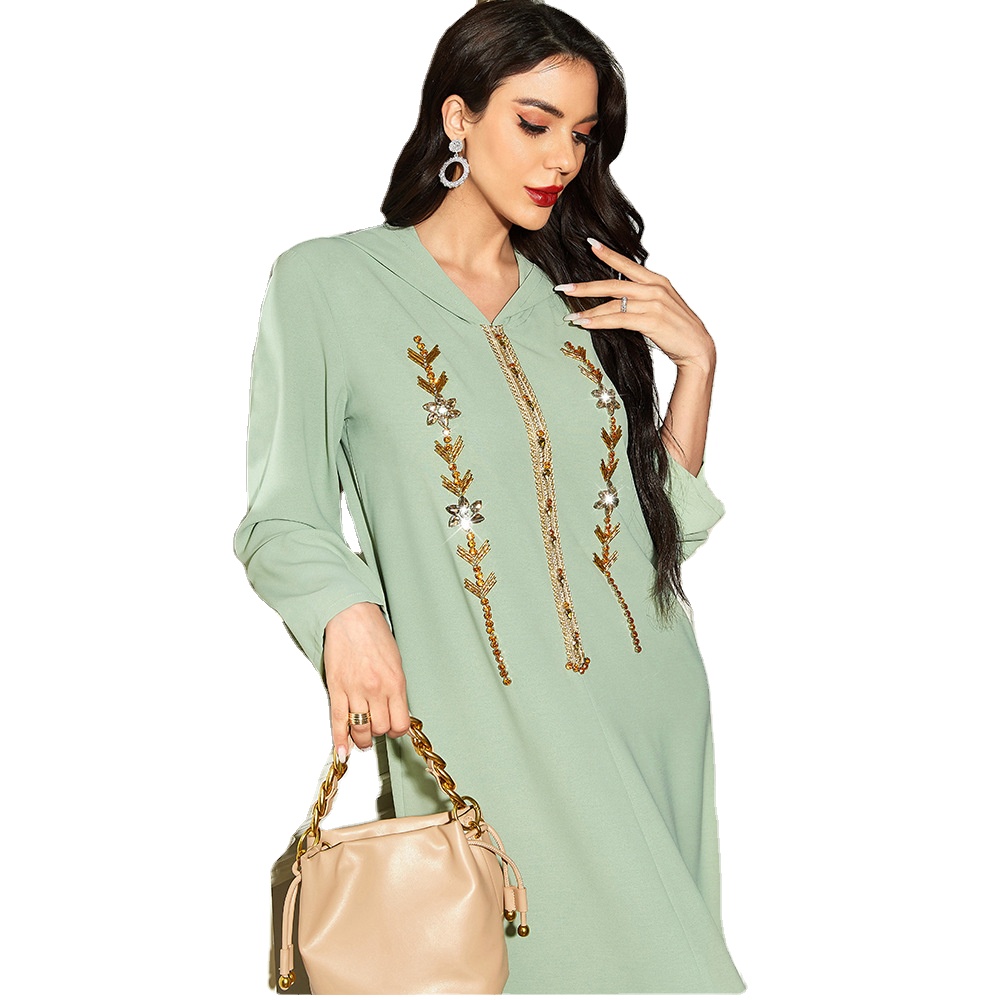 slim fit dress slacks Viktor&Rolf Light Green Pussy Bow Circle Silk Long Dress