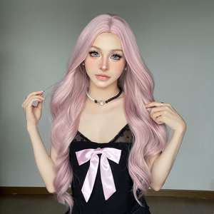 <span class=keywords><strong>ผม</strong></span>ปลอมแบบเต็มศีรษะ ลอนใหญ่ แสกกลาง สีชมพูโรส <span class=keywords><strong>ยาว</strong></span> นุ่มสบาย ระบายอากาศได้ดี ทนความร้อนสูง - Product Image 1