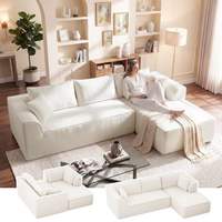 Canapé modulaire sectionnel moderne compressé avec chaise longue, assise profonde en chenille et mousse à mémoire de forme, canapé sans armature pour salon