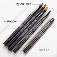 Pinceau de dessin pour nail art noir, stylo de peinture UV pour gel, pinceau à rayures pour fleurs, outils de manucure