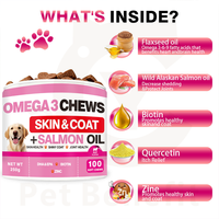 OEM/ODM Huile de poisson Oméga 3 sous forme de gommes pour chiens et chats, à l'huile de lin et de saumon, favorise la santé de la peau et du pelage, approvisionnement direct usine