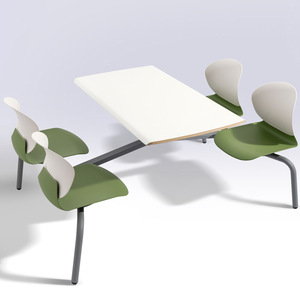 Juego de sillas de mesa de comedor integradas Sanangle, diseño moderno para 4 personas, uso comercial en restaurantes, escuelas, cafeterías para empleados - Product Image 2