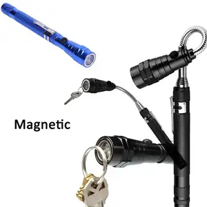 Small Telescopic Flexible Bendable Magnetic Pick Up Tool LED Aluminum Torches Linternas LED Flashlight Tactical With Clip