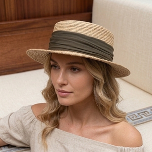 CLN64231 Chapeaux <span class=keywords><strong>de</strong></span> <span class=keywords><strong>paille</strong></span> d'été en gros à large bord avec bande élégante, protection solaire, pour la plage <span class=keywords><strong>et</strong></span> les touristes - Product Image 1
