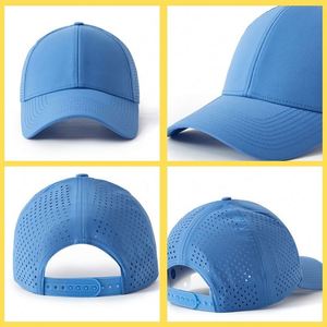 Custom Embroidery LOGO 6 Panel Laser Hole Mesh Trucker <b>Hat</b> Nylon Baseball Cap with Snapback Closure for Men Women Outdoor Sports - Product Image 3