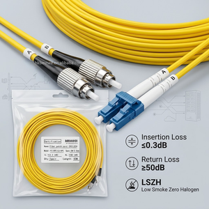 Cordon de brassage fibre optique monomode duplex FC/UPC vers LC/UPC de longueur personnalisée SM 9/125 G652D 3.0mm LSZH - Product Image 1