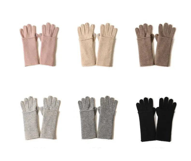 Benutzer definierte schwarze reine Farbe gestrickte Handschuhe Handschuhe Winter Frauen warm Kaschmir Handschuhe & Fäustlinge